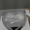 DMDFIRST Heart Shaped Silver Glass Mirror 2 Pack 12x12inch Crystal Crush Diamond Decor Chain Mirror for Wall Decoration