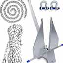 Heavy Duty Boat Anchor Kit, 5/8/10/13/18/25 lb Galvanized Danforth Anchor with Anchor Chain, Shakles and Boat Anchor Rope, Fluke Anchor Kit for Boats Pontoon, Deck, Fishing, and Sail (10 lb(Fits 16-26 FT Boats))