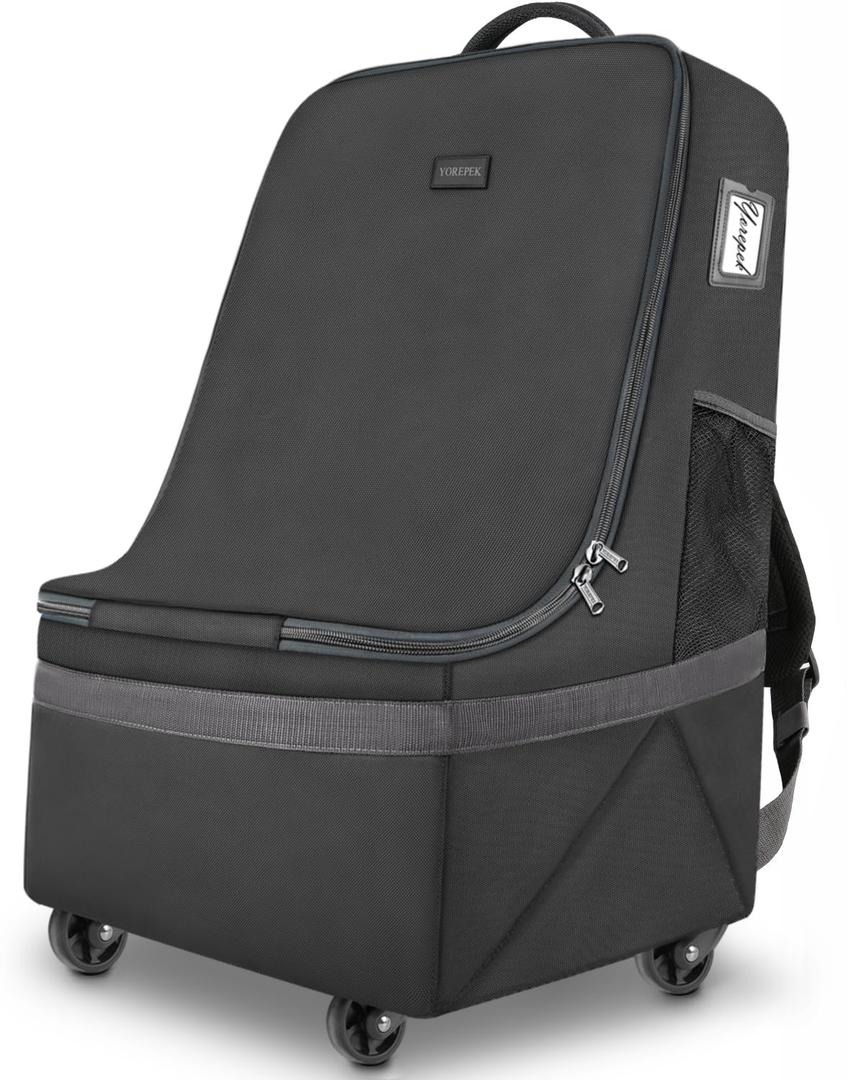 YOREPEK Car Seat Travel Bag with Wheels, Padded Car Seat Backpack, Large Carseat Travel Bag for Airplane, Gate Check Bag, Car Seat Travel Cover with Shoulder Strap, Car Seat Carrier for Airport