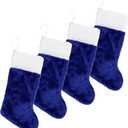 Iconikal 4-Pack Plush Decorative Stocking, 18-inches Tall, Blue