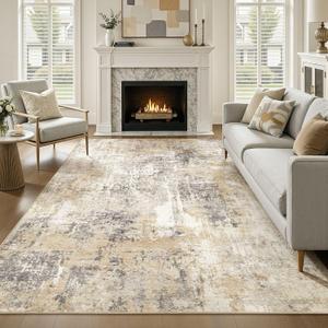 8x10 Area Rugs Washable Large Neutral Modern Living Room Rug