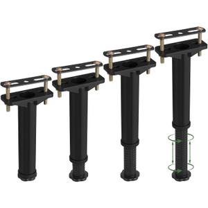 MAQUITA 4 Pcs Adjustable Height Bed Support Legs 7.8-12.8 Inch with Locking Ring, Bed Frame Center Support Legs for Bed Frame/Bed Center Slat/Furniture, Bed Legs Replacement Bed Slats Support Legs