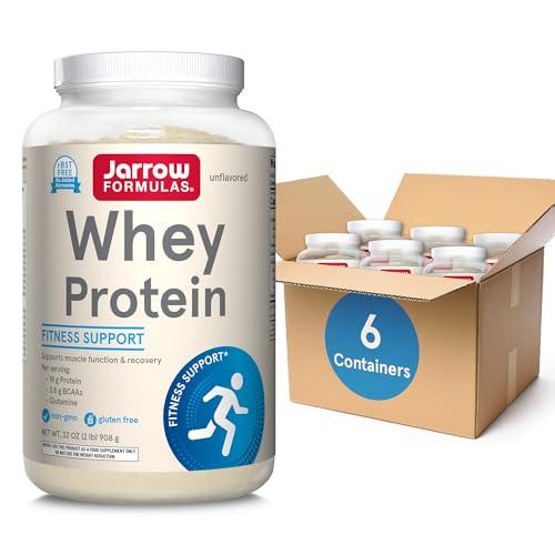 Jarrow Formulas Whey Protein With 18g of Protein, 3.8g of BCAAs, and Glutamine, Dietary Supplement for Muscle Function & Recovery Support, 32 oz Unflavored Powder, Approximately 38 Day Supply 1 Pack