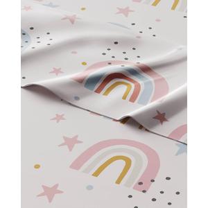 Kids Full Size Rainbow Bed Sheets - 4 Piece Kids Rainbow Microfiber Sheet Set - Star Theme Bedding - Soft, Cute, Breathable & Machine Washable - Colorful Bed Set for Boys, Girls, Teens and Toddlers (Rainbow Sparkles)