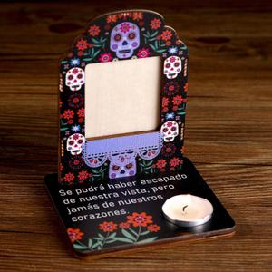 Tioncy Dia De Los Muertos Altar Decorations Day of The Dead Mini Picture Frames Candle Wooden Alter Skull Tabletop Kit Mini Ofrenda Halloween Diwali Decoration
