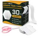 30 Ft×2 Inches Hook and Loop Tape Strong Viscosity Adhesive Back Arbitrary Cutting Sticky for Fabrics Nylon Self Adhesive Tape for Home Office School and Crafting 2 Rolls White and A Scissors (White)