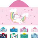 Kids Hooded Beach Towel, Microfiber, 24x50 Inch, Rainbow Unicorn