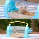 kathson Hamster Cage Travel Carrier Portable Cage with Water Bottle Outgoing Cage and Adjustable Strap Pet Cage for Small Pet Hedgehog Sugar Glider Squirrel MiceBlue