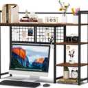 Snughome Desk Shelf, 38.6" Desktop Organizer Shelf, Desk Hutch for Computer Monitor, 4 Tier Desk Display Rack with Pegboard Hooks Set, Wood Desktop Bookshelf for Home Office Dorm (Rustic Brown)