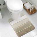 COSY HOMEER Toilet Rugs U-Shaped 24"x20", Ultra Soft Absorbent Bath Mat with Non-Slip TPR Backing, Machine Washable Shaggy Rug for Toilet, Beige