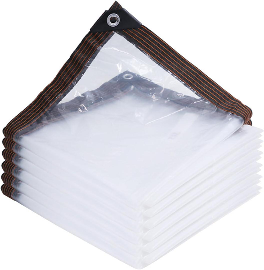 Clear Waterproof Tarp with Grommets - Heavy Duty Plastic Cover for Outdoor Protection, Garden Rainproof Covering, Vinyl Tarp for Henhouse, Plant, Table, Trapeze, Camping, Picnic (9.8"x16.4")
