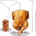 Turkey Fryer Accessory Stand Kit Hook Stainless Steel for Thanksgiving Turkey Roasting Stand Replacement Parts Vertical Skewer Chicken Rack Roaster with Lifter Hook Holder Base for Deep Fry Pot