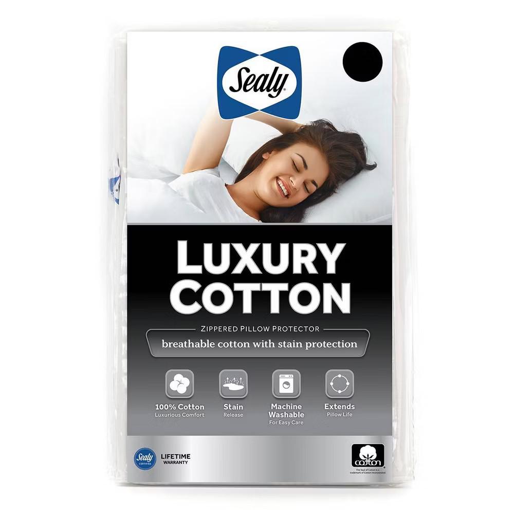 Sealy Luxury Cotton Zippered Pillow Protector, King size