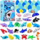 DIYDEC 24pcs Prefilled with Easter Eggs 3D Printed Animals, Mini 3D Printed Ocean Figurines Gifts Toys for Kids Easter Basket Stuffers for Boy Girl School Classroom Prizes Hunt Supplies Party Favors