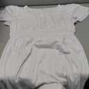 Ruffle Short Sleeve Maternity Dress High Waisted Midi Spring Baby Shower Dresses (X-Large, White)