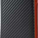 Alldaily RFID Credit Card Wallet for Men Small Bifold Front Pocket Wallet with 2 ID Windows (Black & Orange)