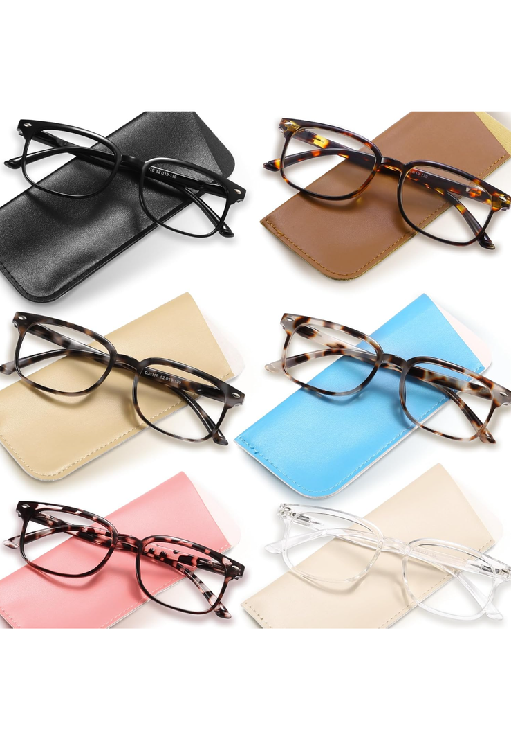 NOVIVON 6 Pack Reading Glasses for Women, Reading glasses men, Blue Light Blocking Readers, Computer eye glasses, Cheaters. +1.00