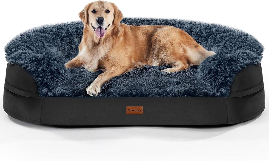 Black Orthopedic Dog Beds for Extra Large Dogs, 44" x32.6" x7.6" Supportive Dog Sofa Bed with 28D Egg-Crate Foam, Removable Washable Cover, Waterproof Lining, for Puppy,Senior,Sick