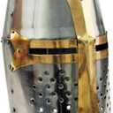 Szco Supplies 14 Decorative Barrel Brass Helm Crusader Helmet (910902), One Size