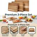 Indonesian Acacia Wood Cutting Board Set of 3 | Extra Thick 0.8 Wooden Chopping Boards with Deep Juice Grooves | FSC Certified | Warp-Resistant & Knife-Friendly | Large, Medium & Small