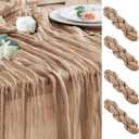 Wokceer Cheesecloth Table Runner 4-Pack 10FT Nude Brown Boho Gauze Cheese Cloth Table Runner for Party Long Rustic Sheer Table Runners for Baby Bridal Shower Wedding Easter Table Decor