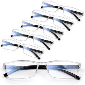 Gaoye 6 pack Executive Style Reading Glasses Men - Durable Readers with Blue Light Filtering - Comfortable Fit with TR90, 1.0x