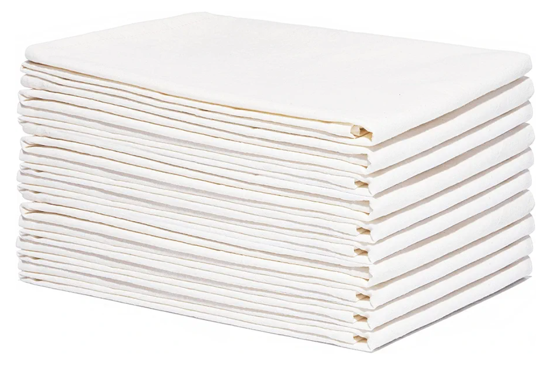 Organic Cotton Flour Sack Kitchen Towels - 10 Pack, Off-White Organic Cotton Tea Towels - Extra Large Flour Sack Cotton Dish Towels- Lint-Free Unbleached Kitchen Towels - 27"x27"