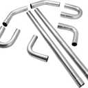 JY PERFORMANCE 2.5 Inch Universal T304 Stainless Steel Exhaust Pipe Tubing Kit 16 Gauge Custom Straight U Bend 45 & 90 Degree Mandrel 8PCS