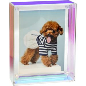 Gelite Acrylic 8X10 Picture Frame to Display 8x10 6x8 5x7 Pictures Mat-free Neon Floating Photo Frame for Wall and Tabletop, Iridescent Rainbow