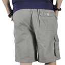 Mens Cotton Loose Drawstring Cargo Short with Full Elastic Waist (36)