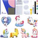 Glizma DIY Fridge Magnet Making Kit, 7Pcs Unicorn Plaster Painting Kit for Adults & Teens, Make Your Own Fun Magnetic Arts & Crafts Gift Set