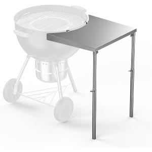 Charkettle Stainless Steel Kettle Grill Side Table/Shelf, Compatible with Weber 18"/22" Grills, Charcoal Kettle Grill Accessories with Adjustable Height