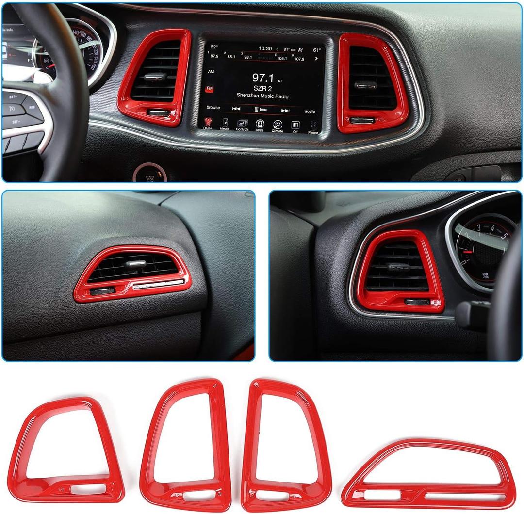 Voodonala for Dodge Challenger 2015-2024 Center Console Air Condition Outlet Vent Trim Accessories for Dodge Challenger 2015 2016 2017 2018 2019 2020 2021 2022 2023 2024(Red, 4ps) Voodonala for Dodge Challenger 2015-2024 Center Console Air Condition Outlet Vent Trim Accessories for Dodge Challenger 2015 2016 2017 2018 2019 2020 2021 2022 2023 2024(Red, 4ps)