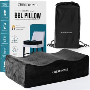 CrestHome Lightweight BBL Pillow After Surgery to Heal Faster & Protect Shape BBL Recovery Memory Foam Cushion with 250lbs Support, Velvet Cover & Non-Slip Bottom for Ultimate Comfort & Stability