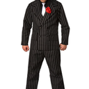 Morph Men's Gangster Costume, Men's 1920s Costume, Mens Mafia Outfit Different Hat And Under Shirt, L