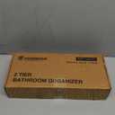 Forbena Bathroom Organizer Countertop, Counter Organizer for Bathroom Decor, Wooden Sink Shelf for Vanity Storage, Makeup Tray for Perfume Skincare Bedroom Kitchen Corner (2 Tier, White and Gold)