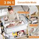 3 in 1 Baby Bassinet,Bedside/Rocking Bassinet for Baby,Bedside Crib with Lockable Wheels,Waterproof Mattress,Adjustable 6 Heights,Portable Bassinets Bedside Sleeper for Newborn Infant