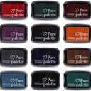 Dizdkizd Ink Pad Set, European Vintage Color Pigment Ink Pad, 12 Colors High Ink Quantity Stamp Pads for Rubber Stamps, Paper, Scrapbooking, Wood Fabric and Craft Supplies