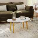 Mango Coffee Table for Living Room, White, 19.7" D x 31.5" W x 16" H