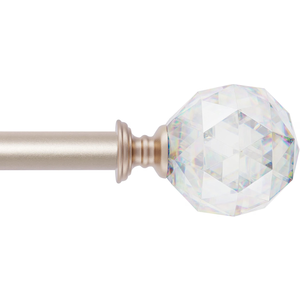 Coquilles 3/4 Inch Diameter Adjustable Curtain Metal Rod with Round Clear Acrylic Ball Finials，28 to 48 Inch Nickel