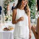 Dokotoo Womens Summer Jumpsuits 2026 Casual Ruffle Chiffon Sleeveless Rompers (White), XL