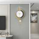 Large Modern Wall Clock for Living Room Decor 30 Inch Big Gold Decorative Wall Clock Creative Silent Quartz Metal Clock Non Ticking Battery Operated for Kitchen Office Bedroom Wall Decor