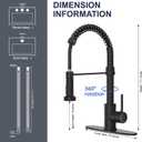 Black Kitchen Faucet with Pull Down Sprayer, High Arc Spring 304 Stainless Steel Commercial Kitchen Sink Faucet,1 or 3 Hole Installation for Farmhouse, RV Camper, Laundry & Utility Sink