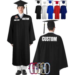 Matte Graduation Gown Cap with Tassel for High School College Graduates Photography(Size L)