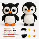 Cvochtty Crochet Kit for Beginners - Easy Crochet Penguin Owl Stuffed Animal Set with Crochet Hooks, Yarn, Knitting Kit for Kids, Craft Kits for Adults Kids with Step-by-Step Video Tutorials xing