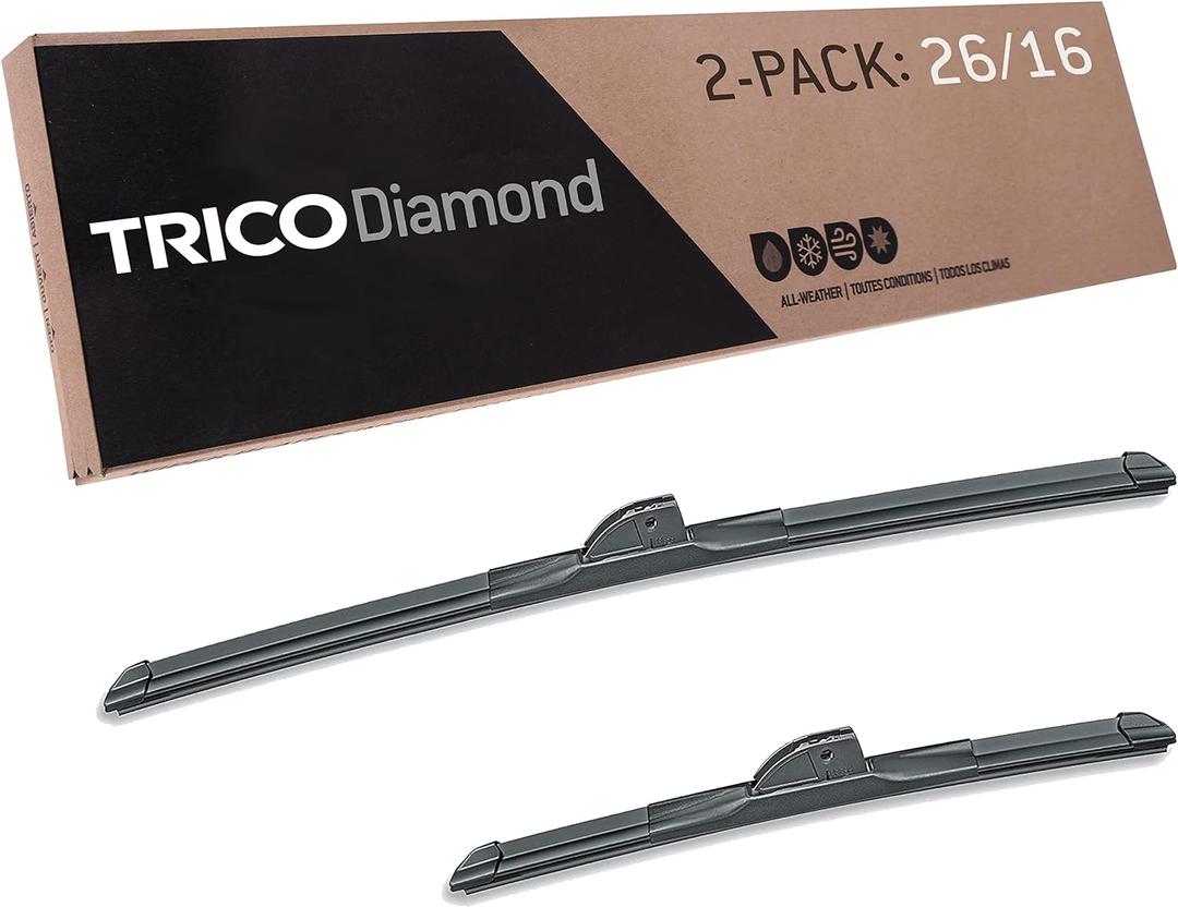 TRICO Diamond (25-2616) 26 Inch & 16 inch pack of 2 High Performance Automotive Replacement Windshield Wiper Blades For My Car Super Premium All Weather Beam Blade for Select Vehicle Models