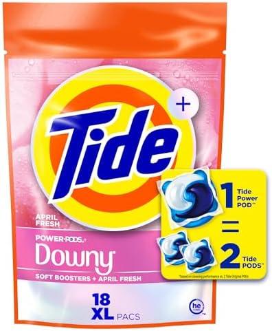 Tide Power PODs 2-in-1 Laundry Detergent Pods with Downy Soft Boosters, Lasting Freshness with April Fresh Scent, 15 Count