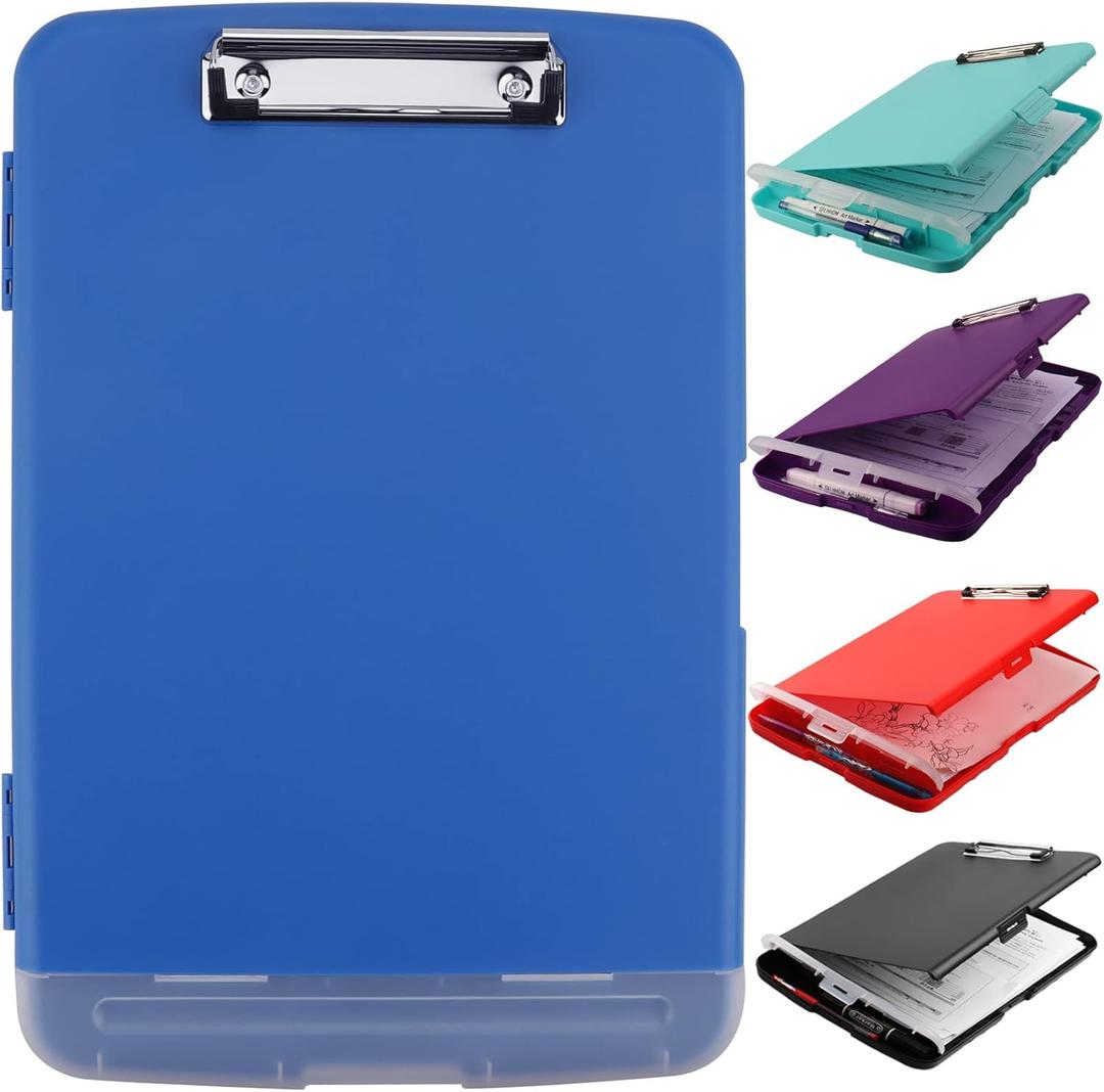 SFLHHDM Storage Clipboard with Pen Holder, High Capacity Clipboards for Classroom, Clip Boards 8.5x11 with Storage, Low-Profile Clip, Lightweight Plastic Clipboard for Kids, Lawers, Office Workers (Blue)