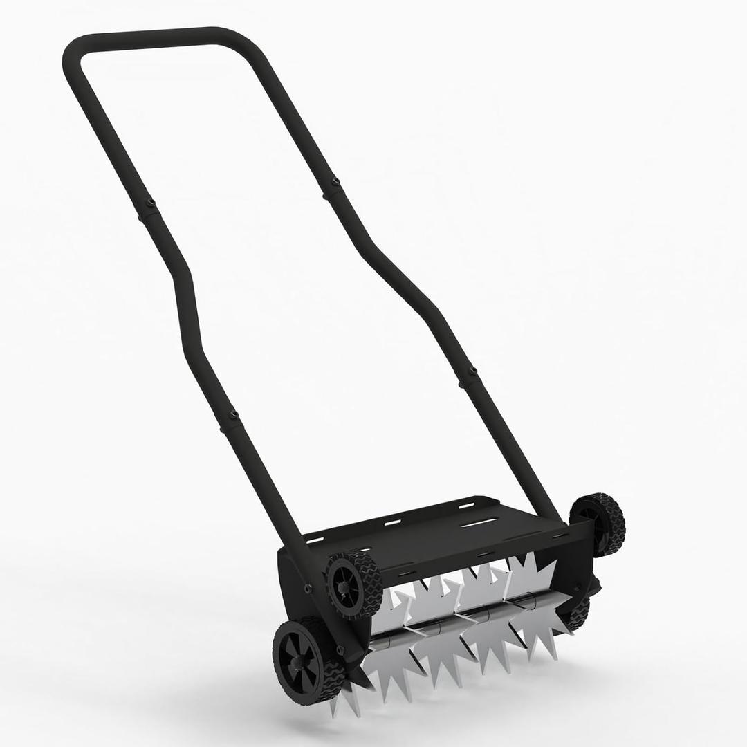 Heavy Duty Lawn Aerator Tool with 4 Wheels, Manual Lawn Aerators Tool with 43.3" Steel Handle, Core Aerator Lawn Tool Alternative for Lawn, Garden and Yard