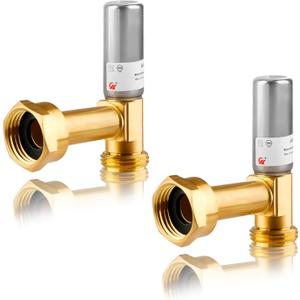 Water Hammer Arrestor for Washing Machine, 3/4 Inch Swivel FHT x 3/4 Inch MHT, Stainless Steel Angle Hammer Arrestor, Fittings of Metal for Pipes Applicable for Garden Hose and Plumbing(Pack of 2)